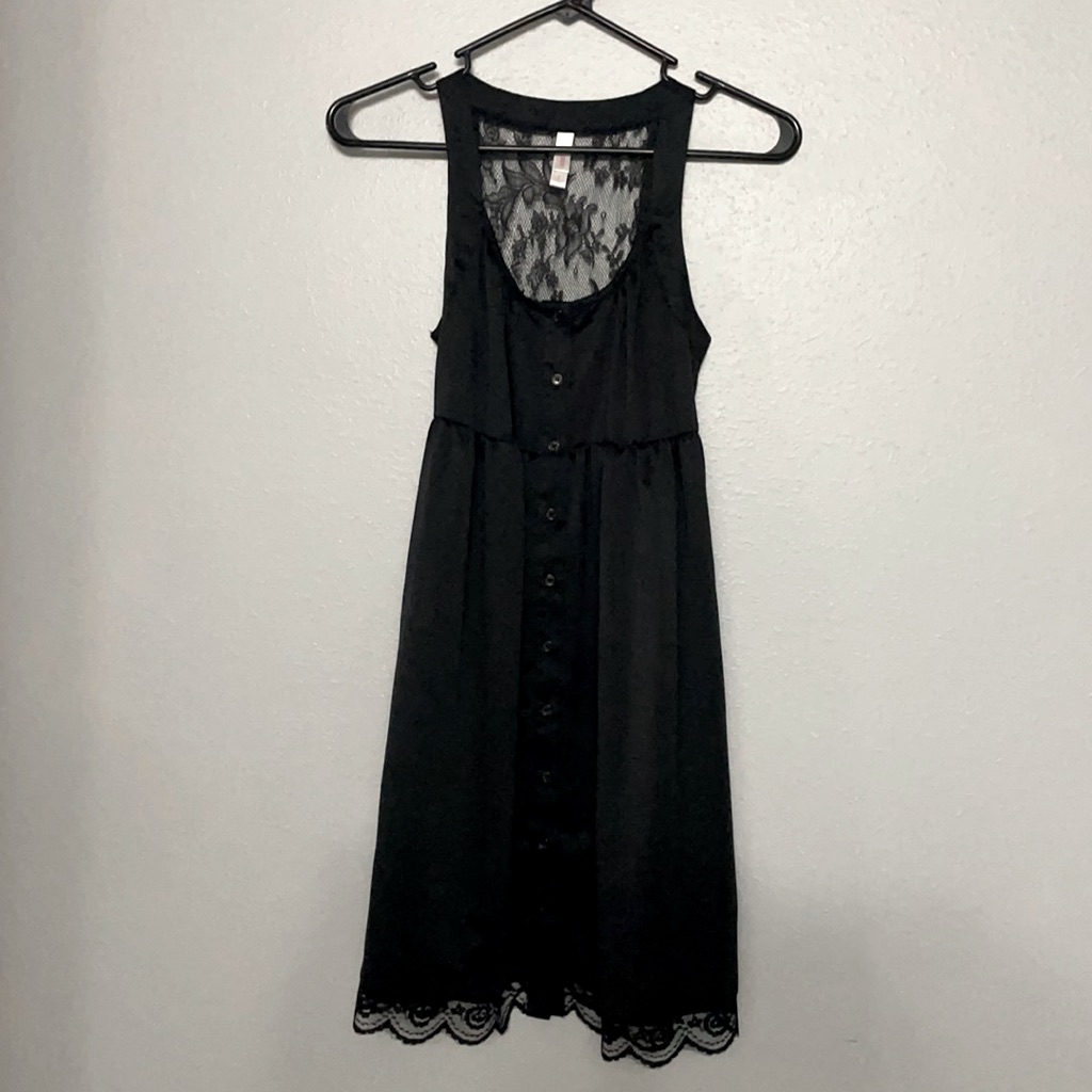 Black Silky With Lace Babydoll Dress